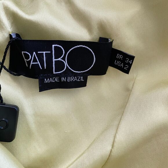 PATBO BRIGHT YELLOW ONE SHOULDER TIERED RUFFLE MIDI DRESS SIZE 2 NWT - Picture 7 of 9